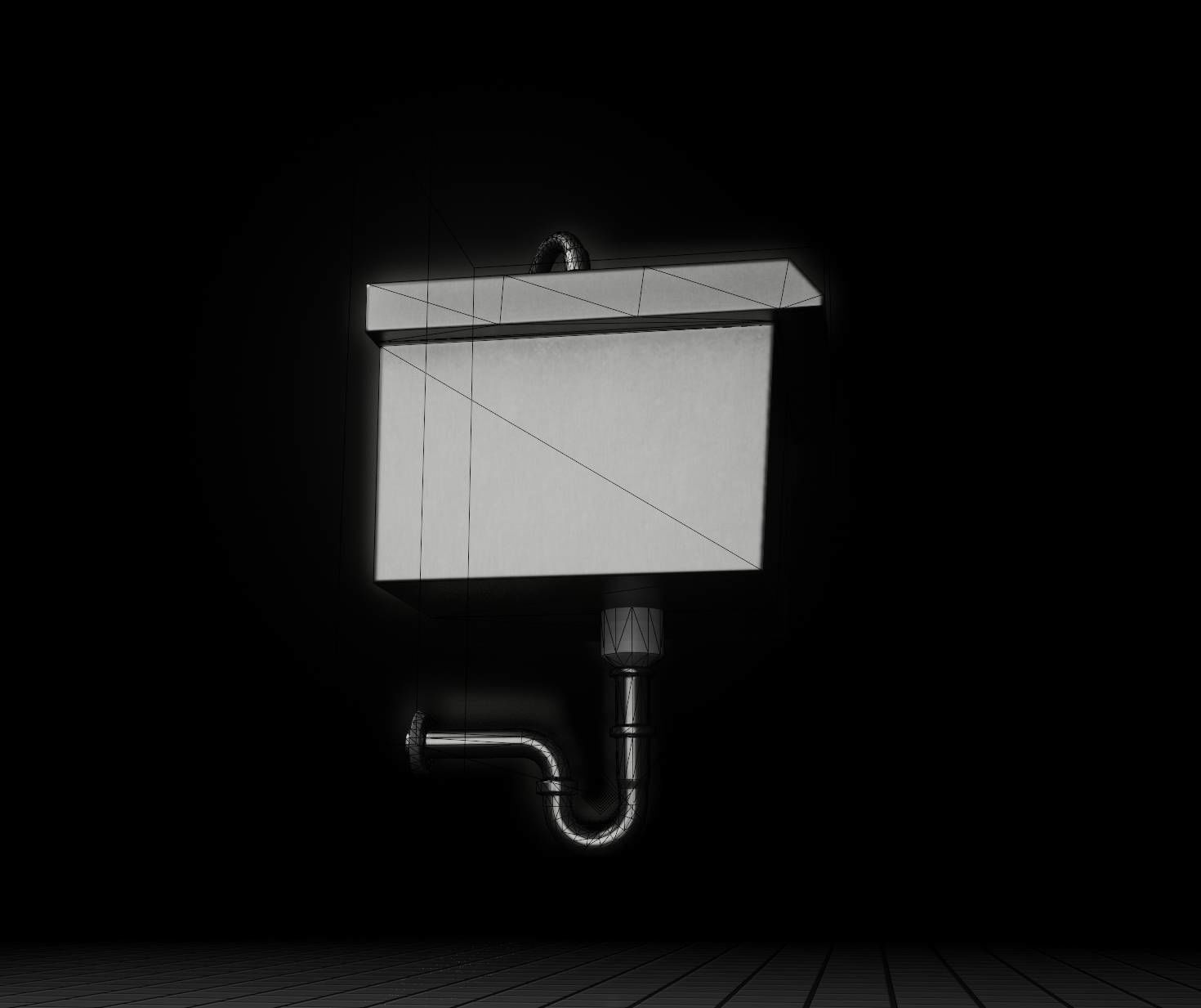 Public Metal Sink - 1 - Simple Low-poly 3D model_19