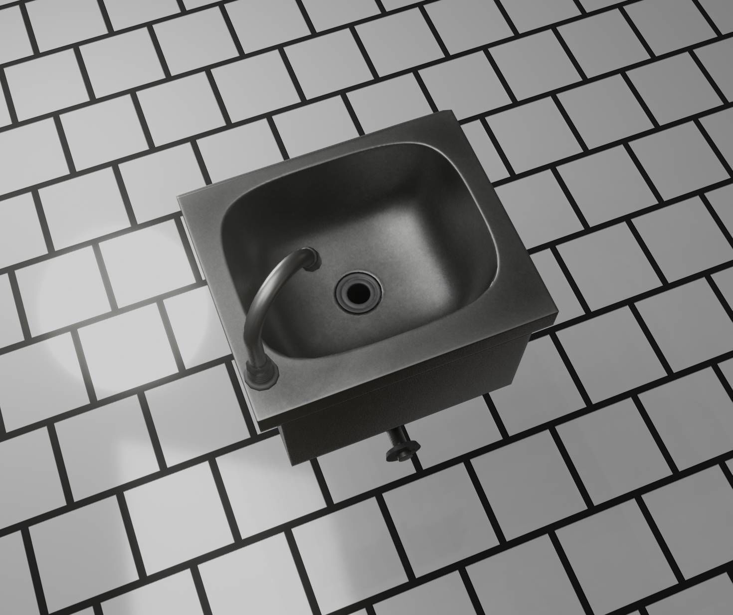Public Metal Sink - 1 - Simple Low-poly 3D model_23
