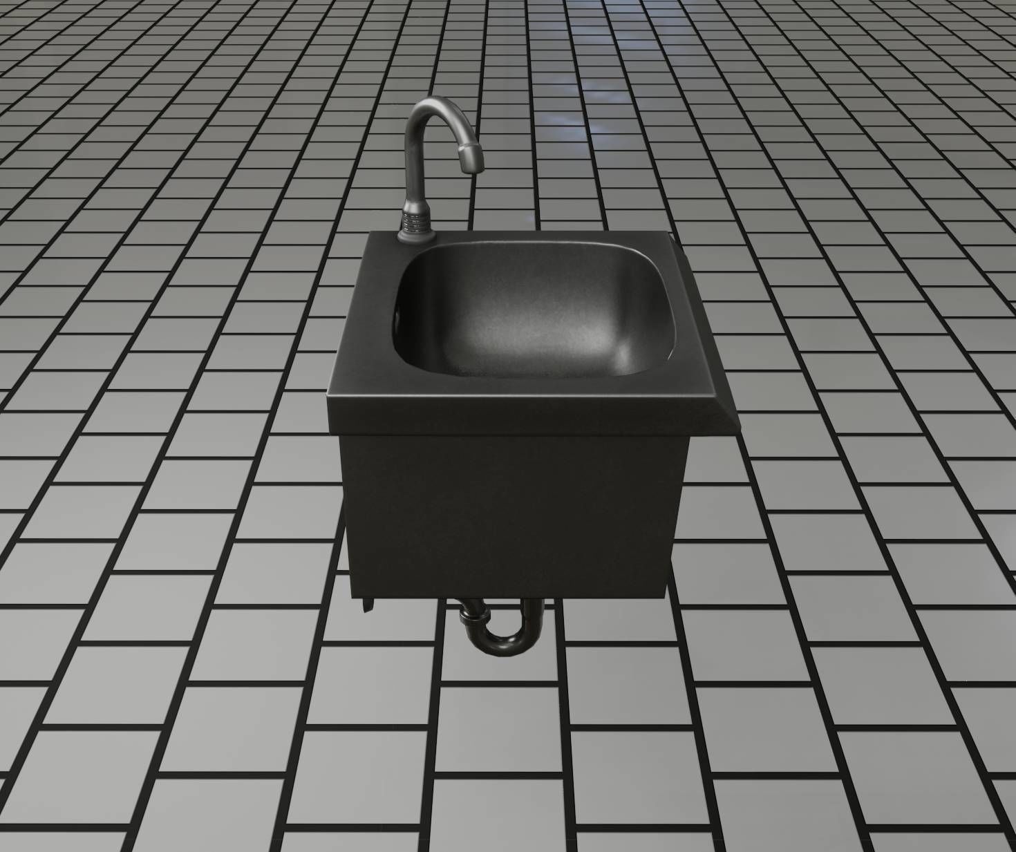 Public Metal Sink - 1 - Simple Low-poly 3D model_90