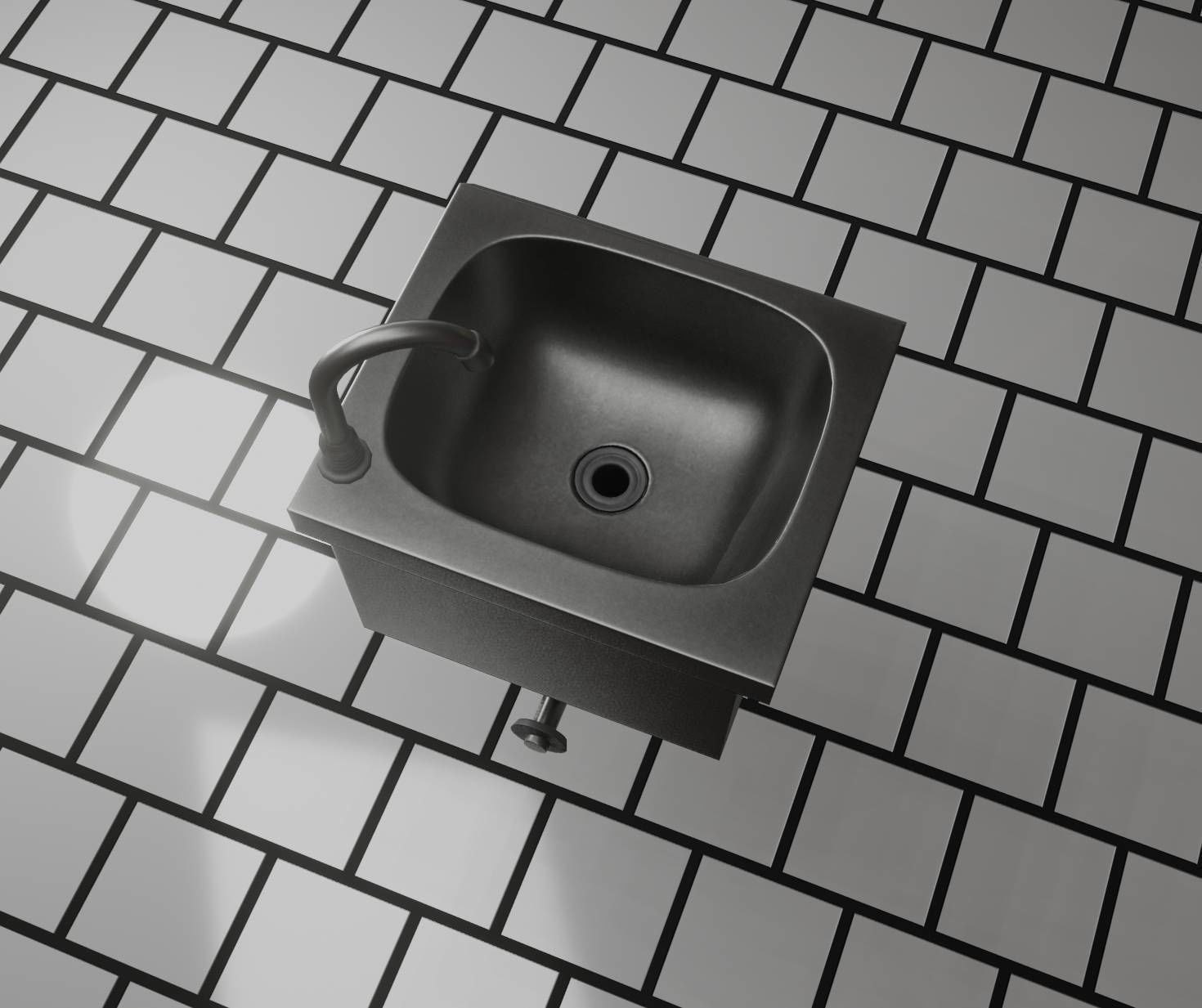 Public Metal Sink - 1 - Simple Low-poly 3D model_83