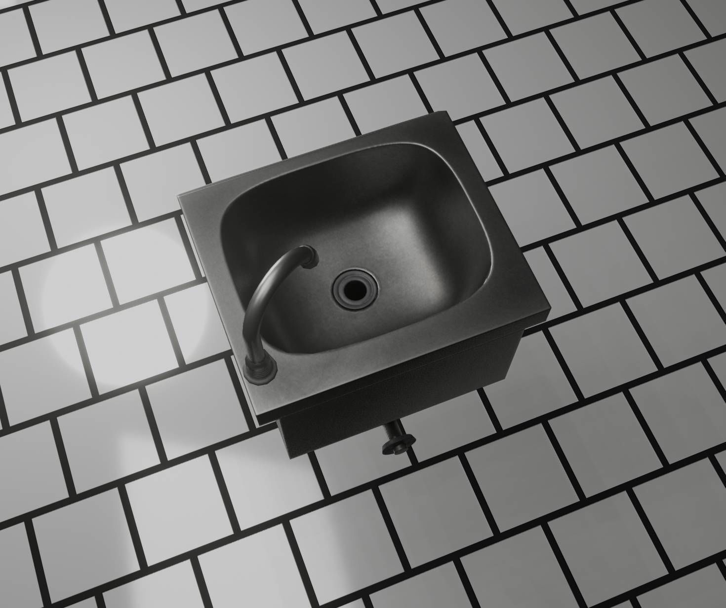 Public Metal Sink - 1 - Simple Low-poly 3D model_84