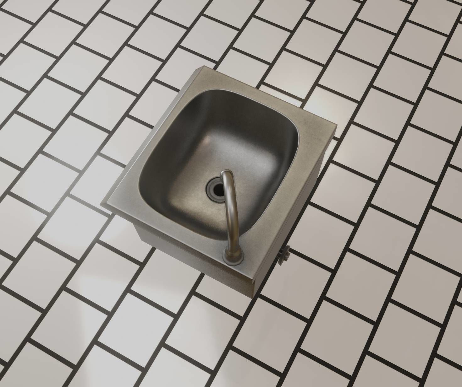 Public Metal Sink - 1 - Simple Low-poly 3D model_54