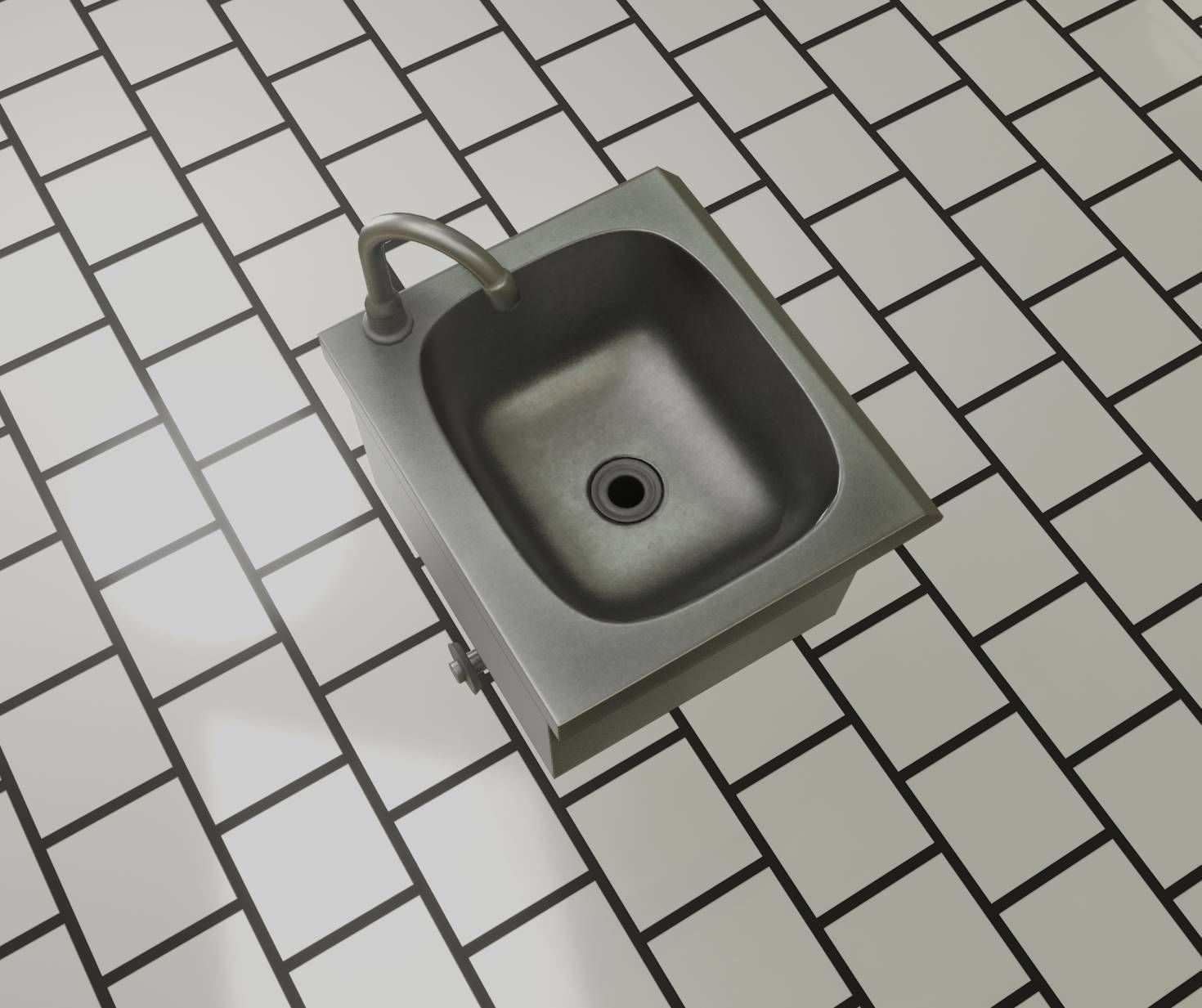 Public Metal Sink - 1 - Simple Low-poly 3D model_51