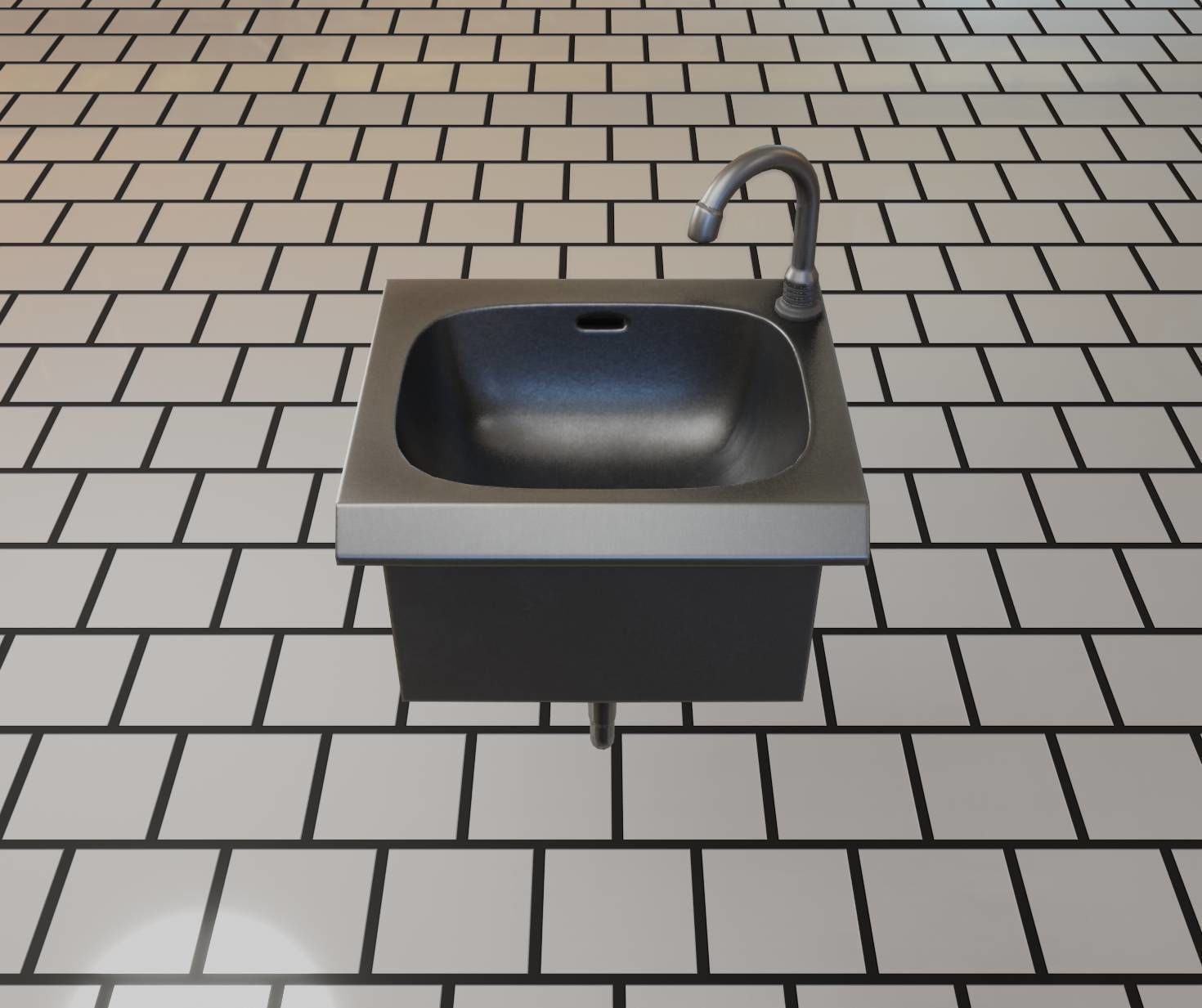 Public Metal Sink - 1 - Simple Low-poly 3D model_62