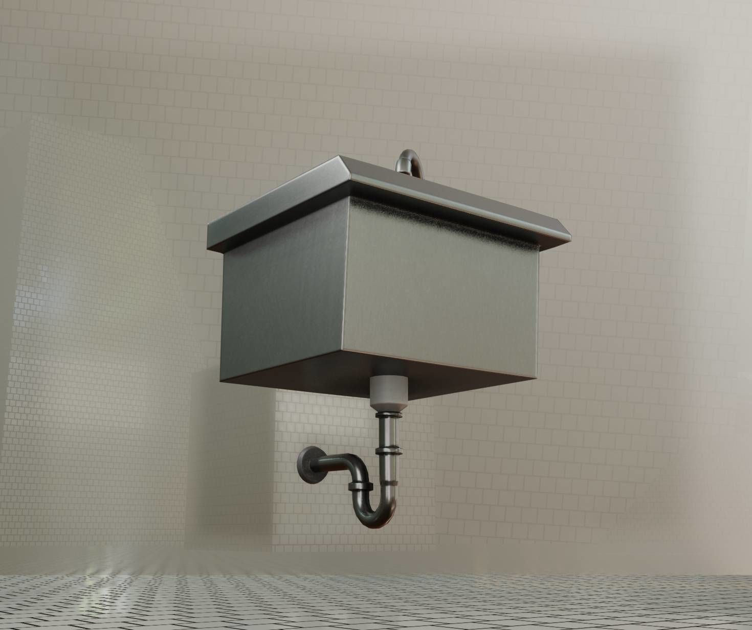 Public Metal Sink - 1 - Simple Low-poly 3D model_79