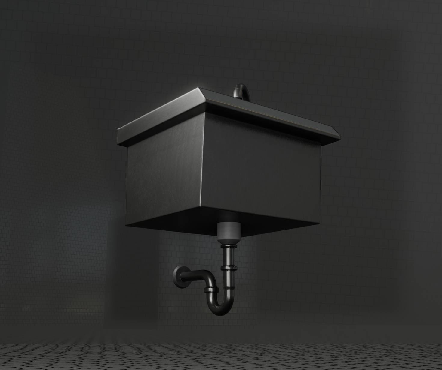 Public Metal Sink - 1 - Simple Low-poly 3D model_18