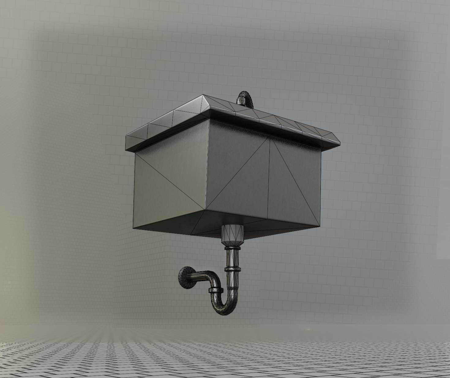 Public Metal Sink - 1 - Simple Low-poly 3D model_48