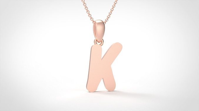 Model 454 Alphabets Necklace  The Letter K Necklace Winter Cat 3D print model