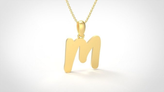 Model 444 Alphabets Necklace  The Letter M Necklace Winter Cat 3D print model