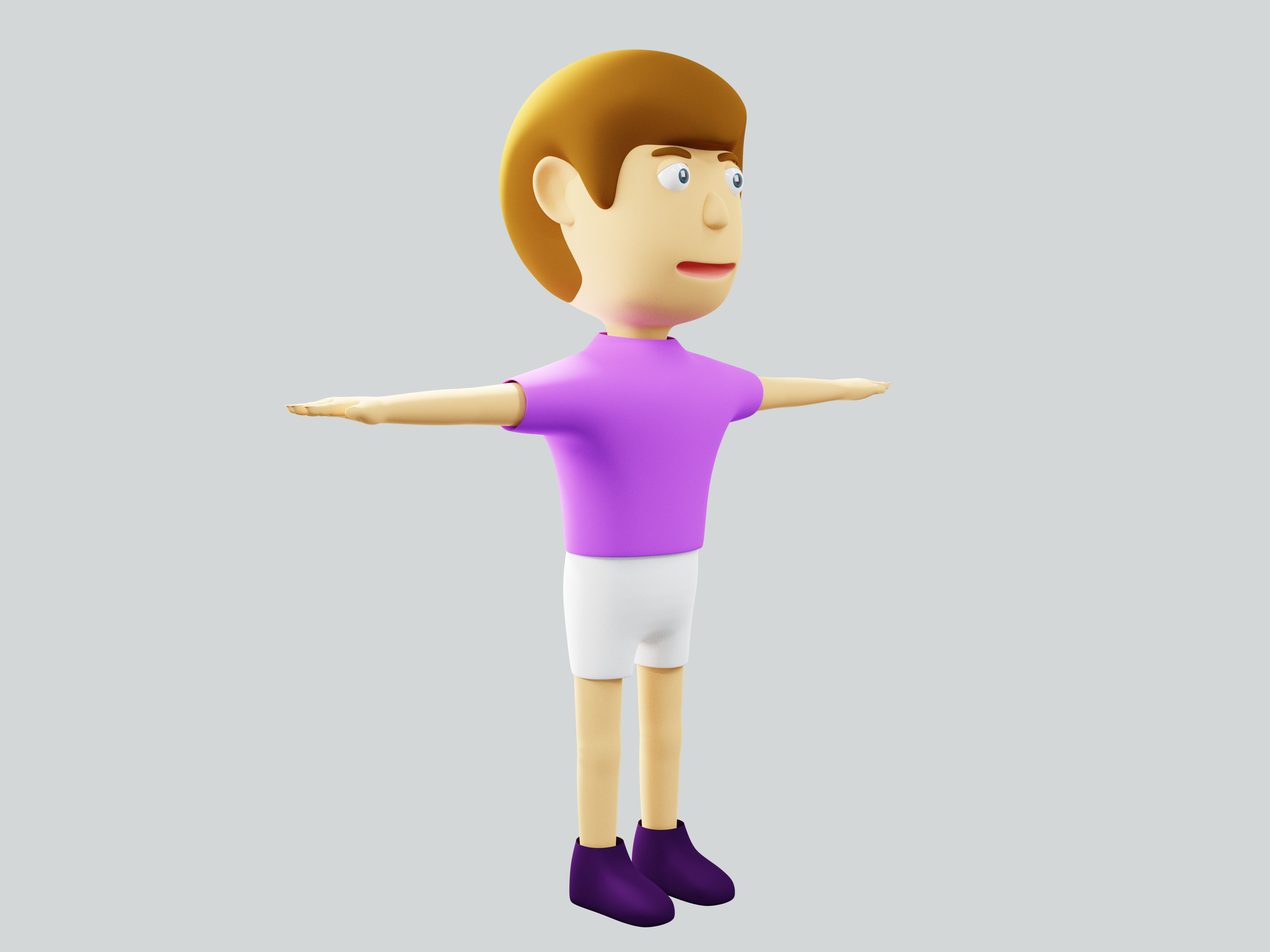The big head kid Low-poly character 3D model_11