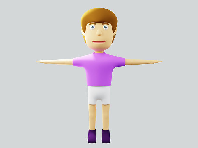 The big head kid Low-poly character 3D model