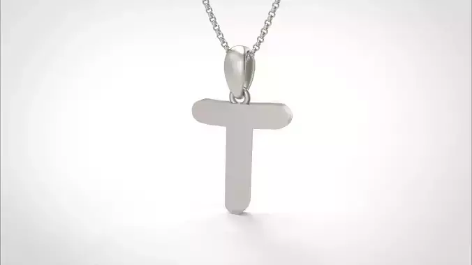 Model 461 Alphabets Necklace  The Letter T Necklace Winter Cat 3D print model