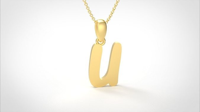 Model 462 Alphabets Necklace  The Letter U Necklace Winter Cat 3D print model