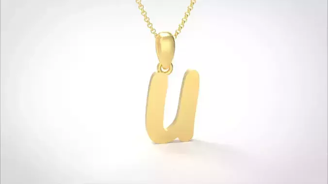 Model 462 Alphabets Necklace  The Letter U Necklace Winter Cat 3D print model
