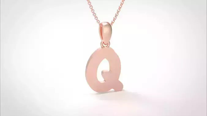 Model 466 Alphabets Necklace  The Letter Q Necklace Winter Cat