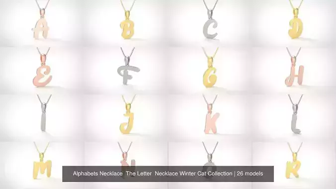 Alphabets Necklace  The Letter  Necklace Winter Cat Collection 