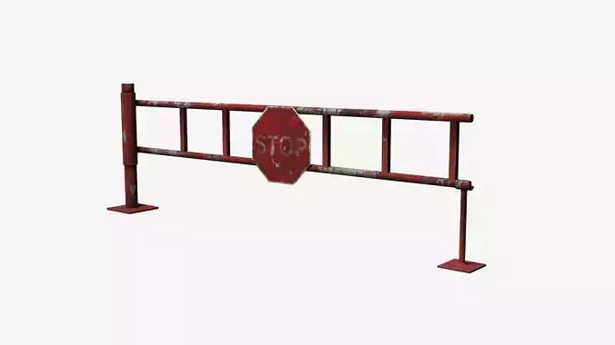 Road Block Gate Low-poly 3D model