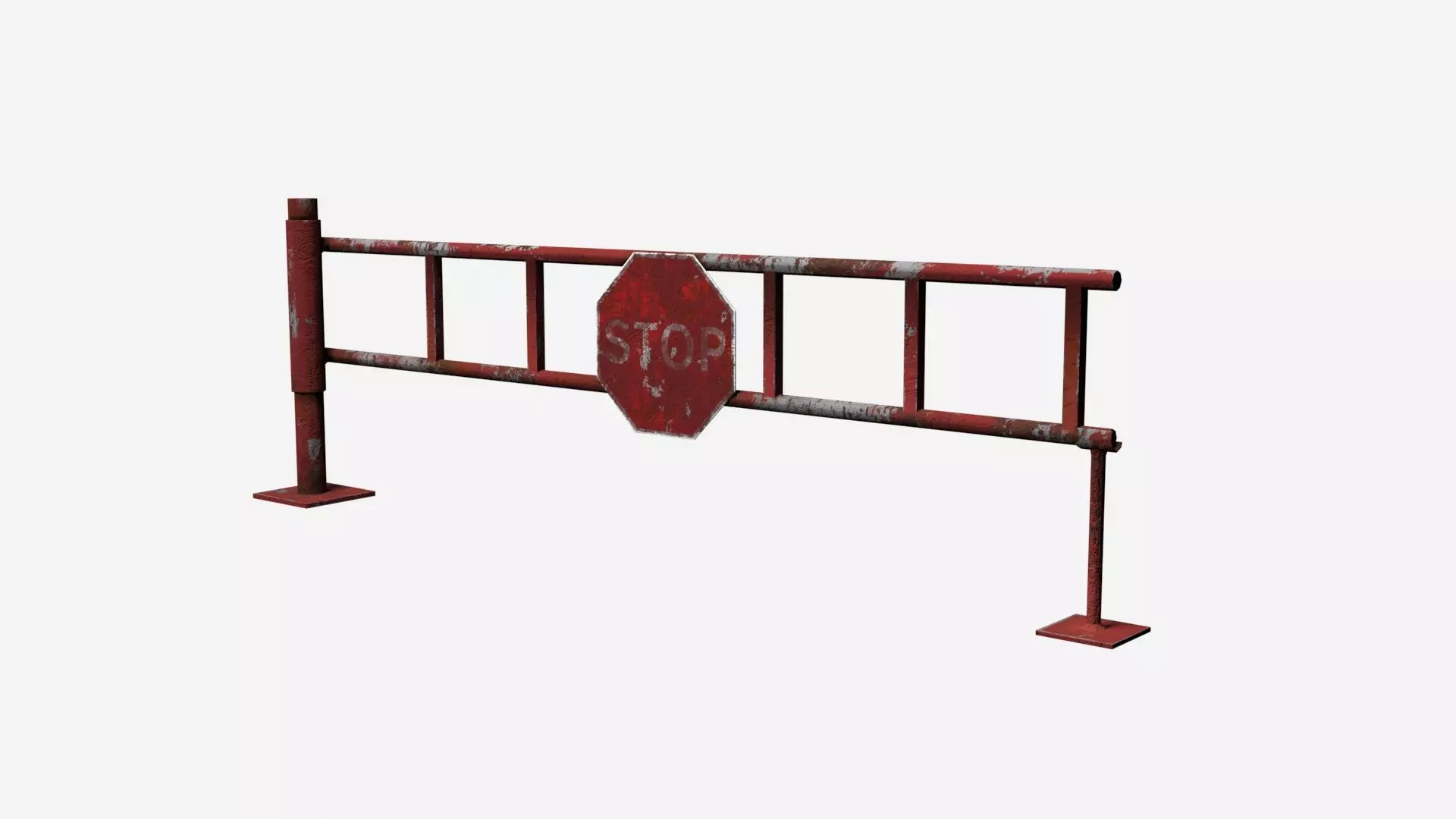 Road Block Gate Low-poly 3D model_0