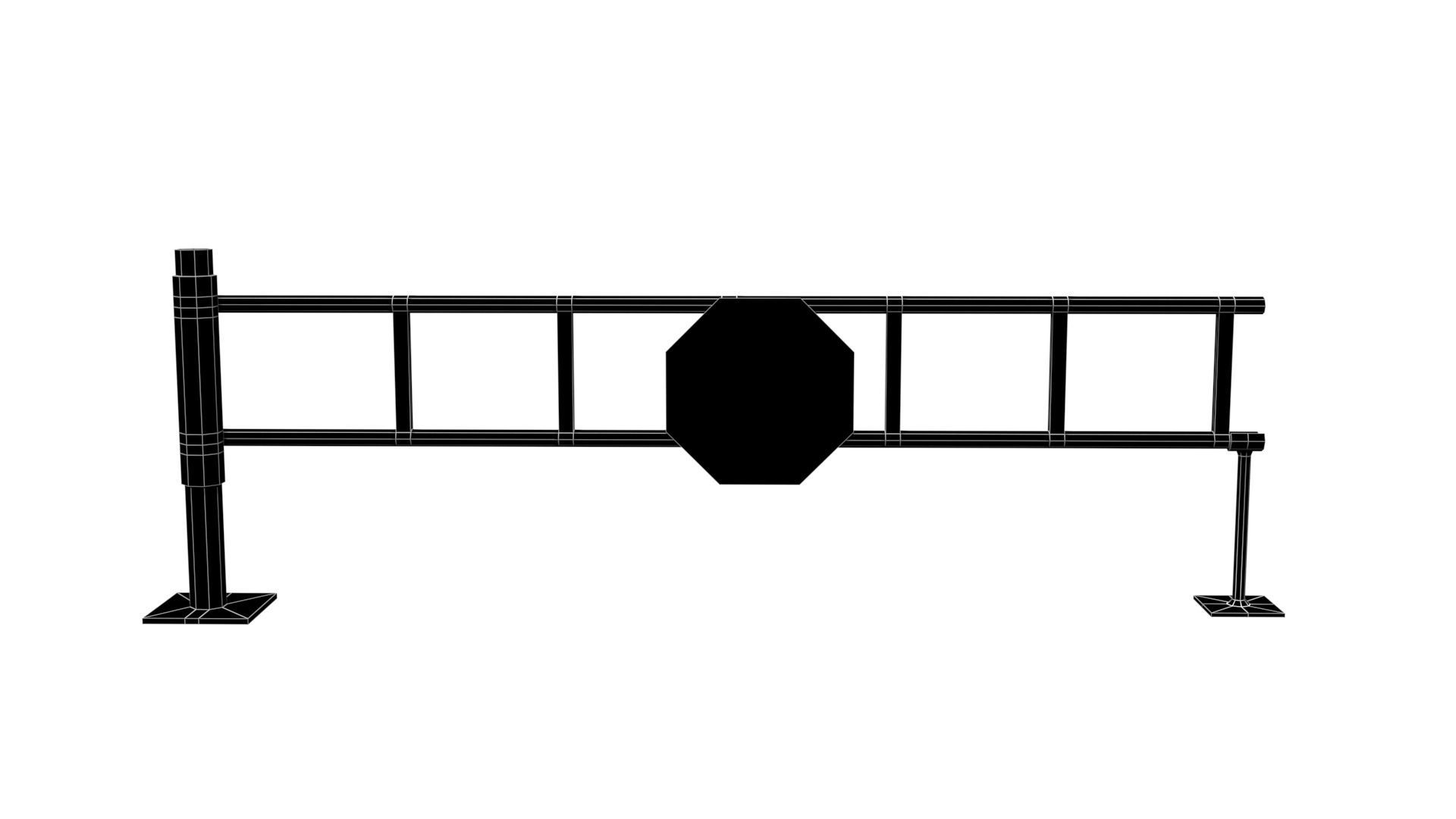 Road Block Gate Low-poly 3D model_8