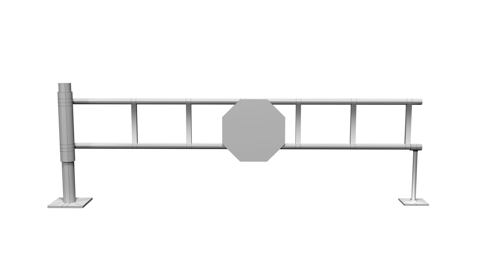 Road Block Gate Low-poly 3D model_6