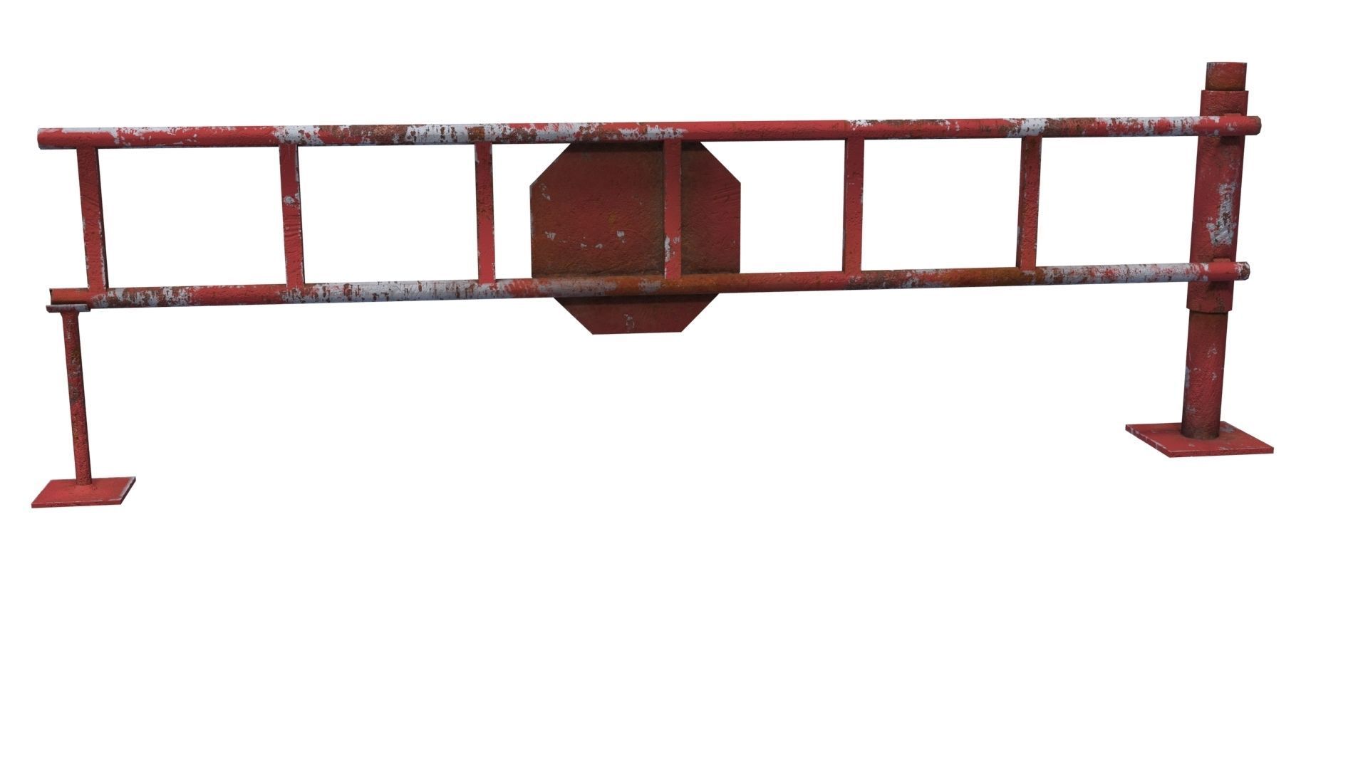 Road Block Gate Low-poly 3D model_4