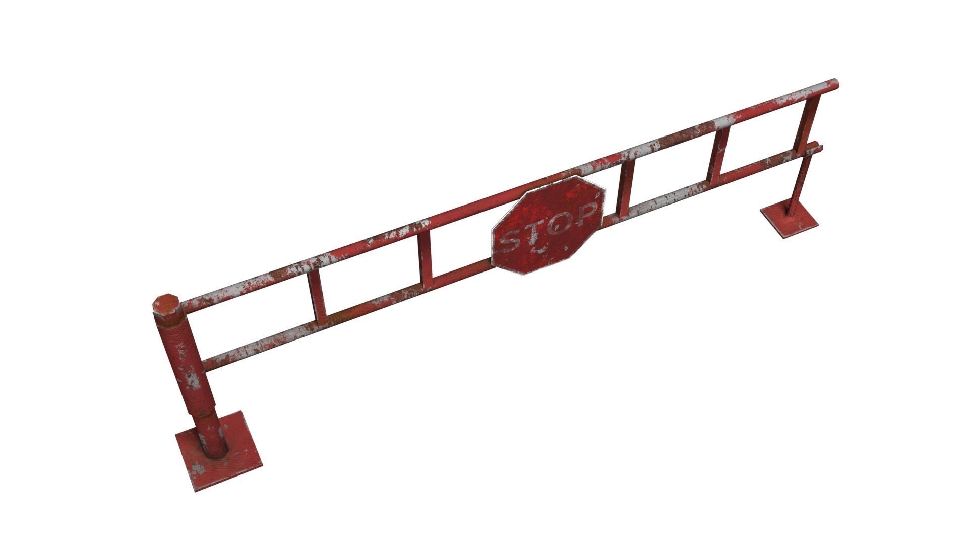 Road Block Gate Low-poly 3D model_5