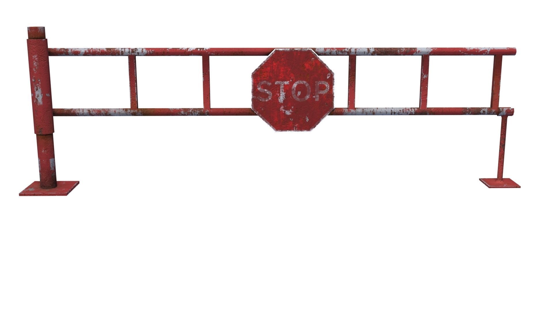 Road Block Gate Low-poly 3D model_3
