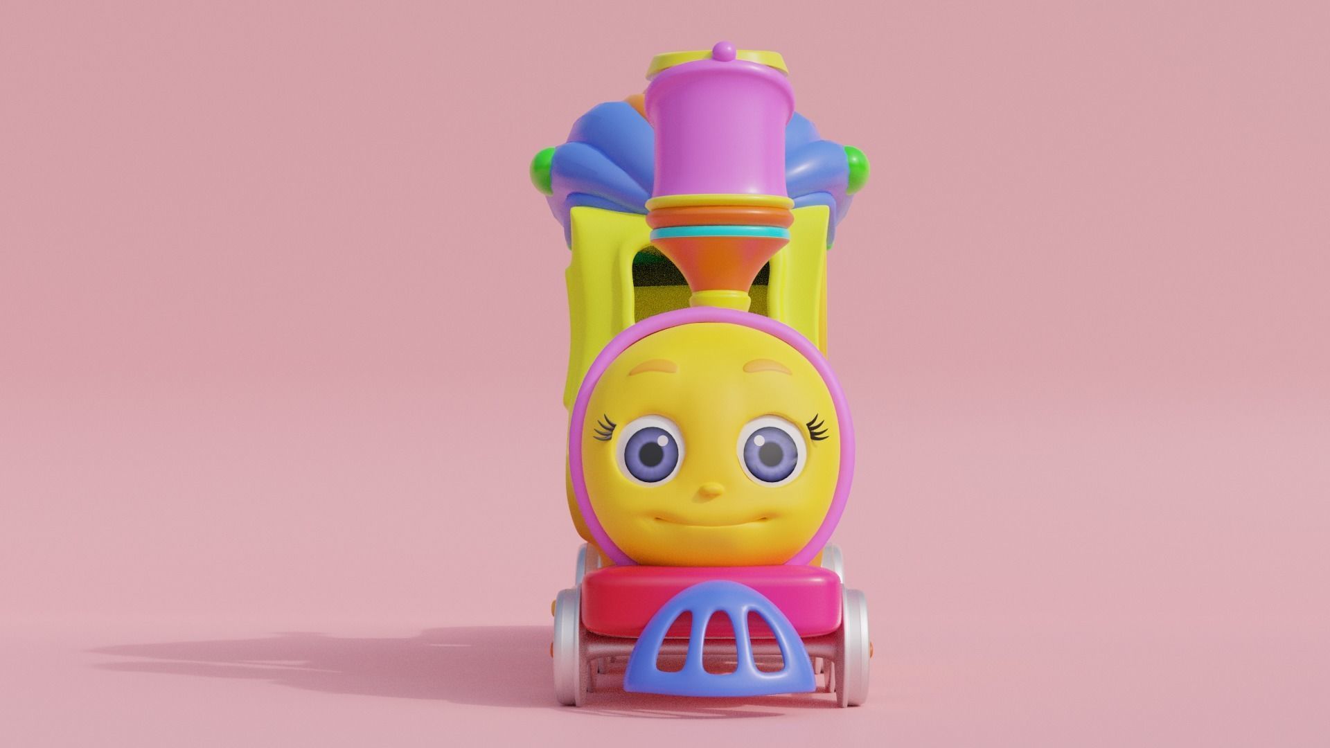 Cartoon Toy Train Low-poly 3D model_1