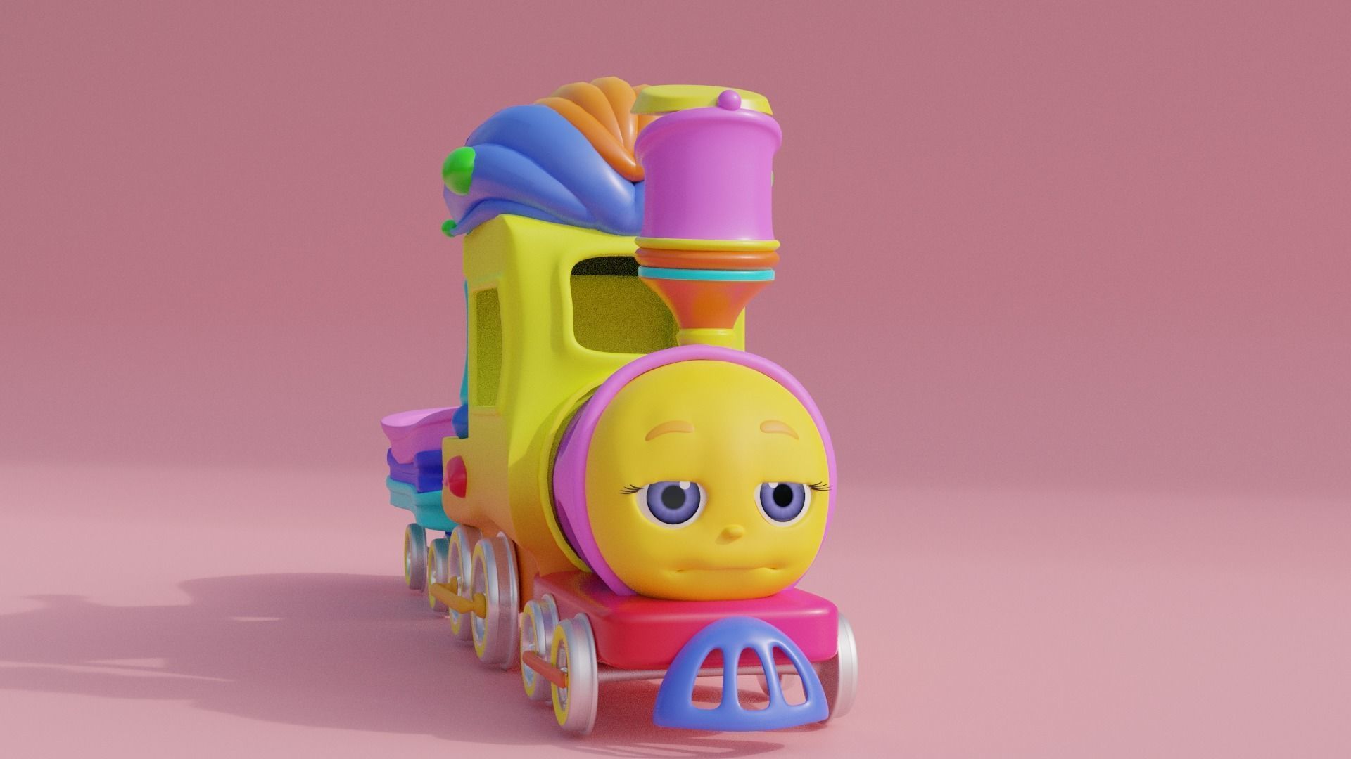 Cartoon Toy Train Low-poly 3D model_4