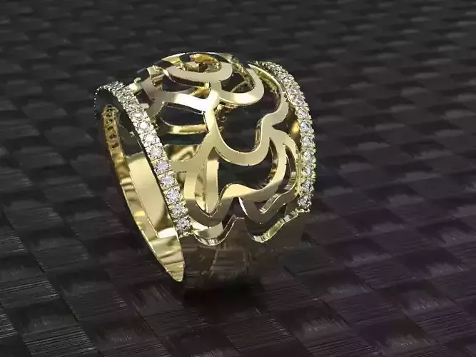 Gold rose ring 3d print model Unique flower ring stl 3dm file  3D print model