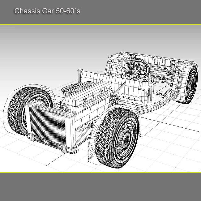 Chassis Car 50-60s 3D model_3
