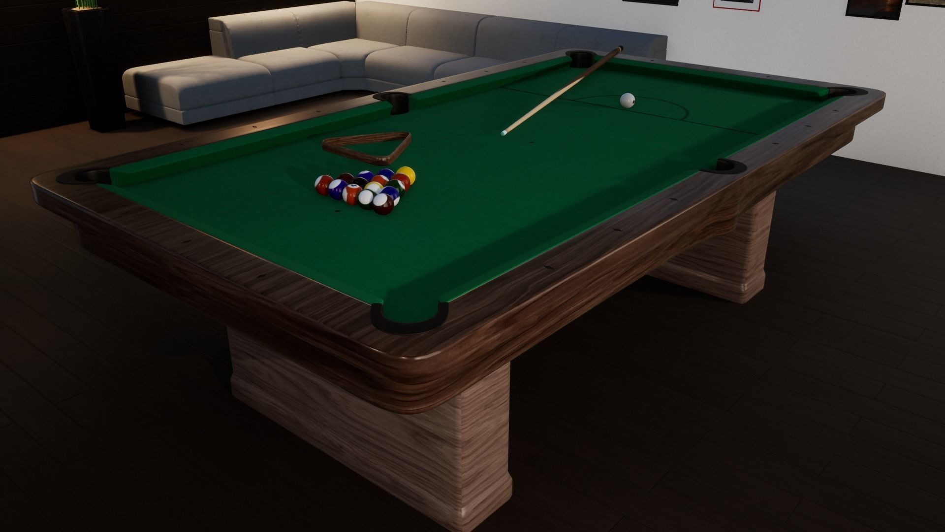 Billard Table Pool table PBR texture 3D model_7
