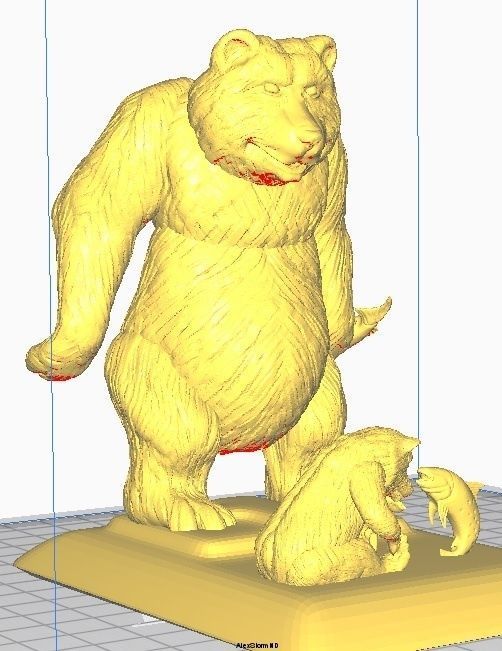 Daddy bear and baby bear catch fish 3D print model_8