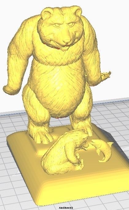 Daddy bear and baby bear catch fish 3D print model_7