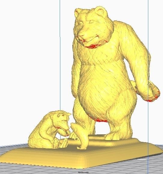Daddy bear and baby bear catch fish 3D print model_6