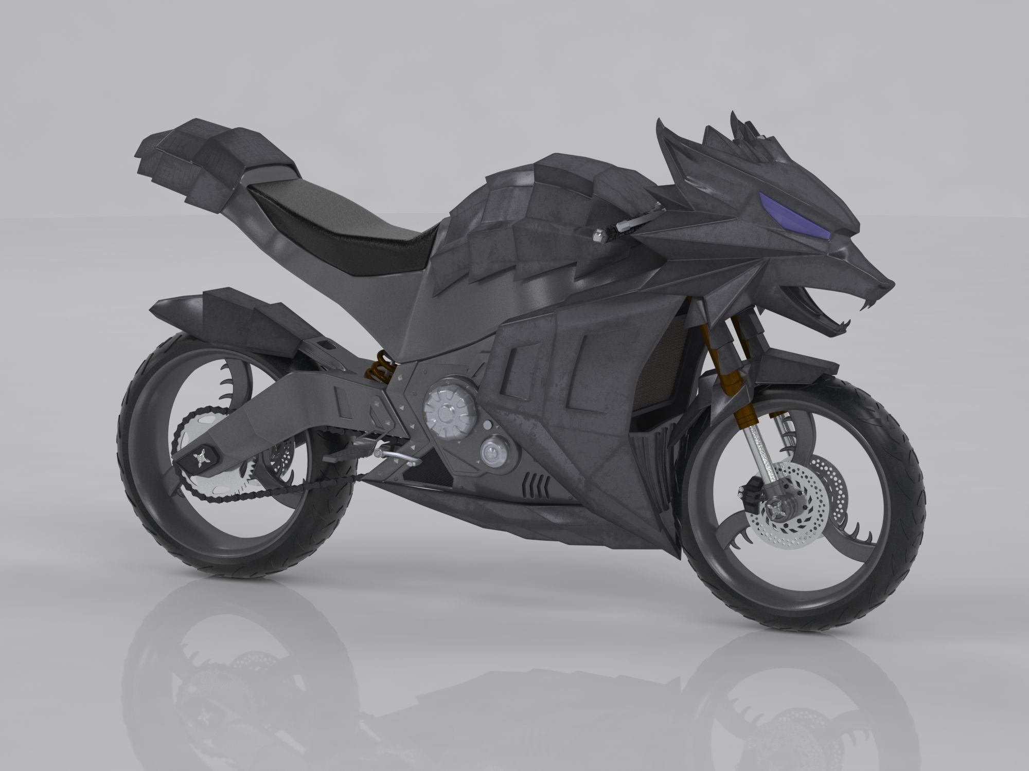 WitcherBike motorcycle with dragon head 3D model_4