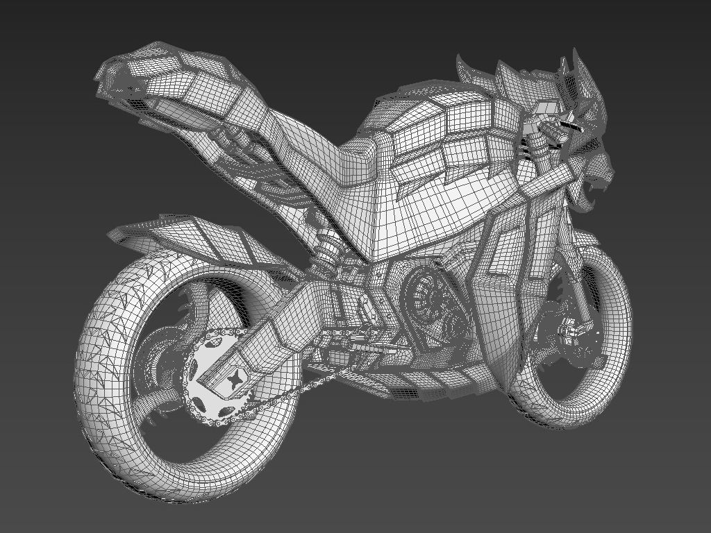 WitcherBike motorcycle with dragon head 3D model_11