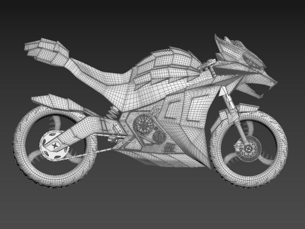 WitcherBike motorcycle with dragon head 3D model_12