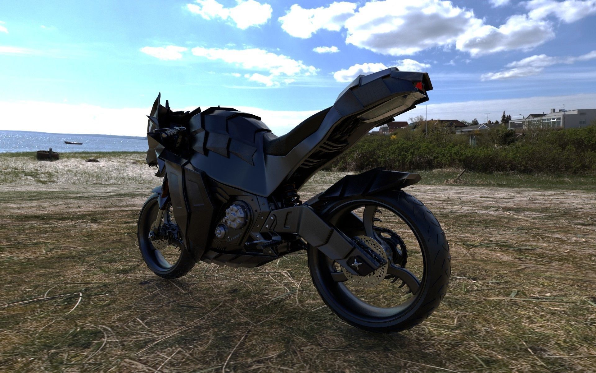 WitcherBike motorcycle with dragon head 3D model_8