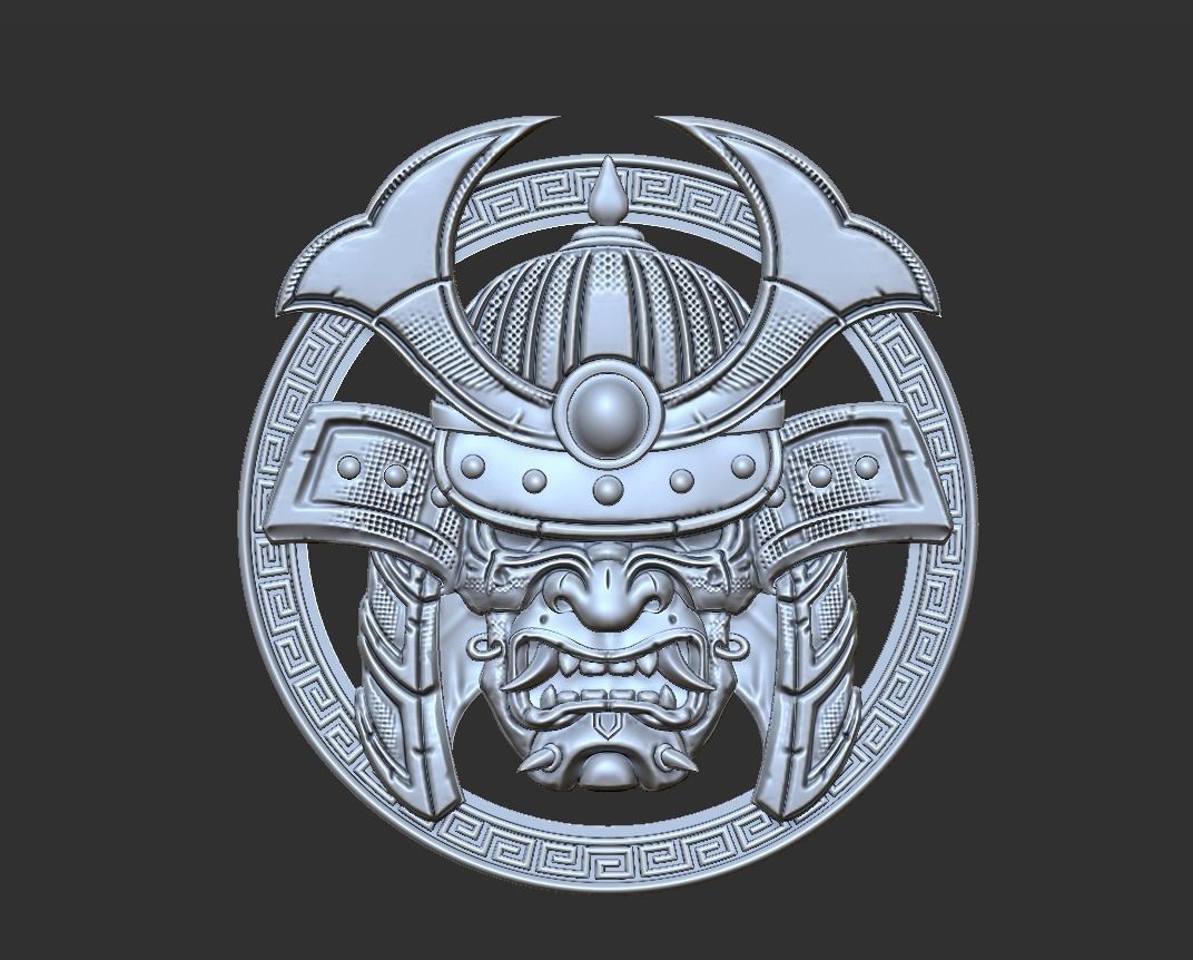 sumurai head 3D print model_4