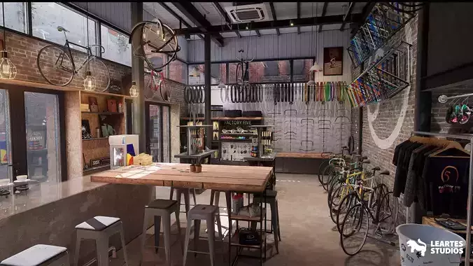 Bike Shop Environment Game Ready Unreal Engine FBX Low-poly 3D model