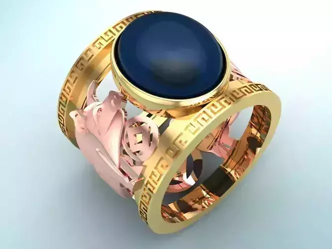 Pig ring - Mens Pig ring - Mens ring - N1211 3D print model