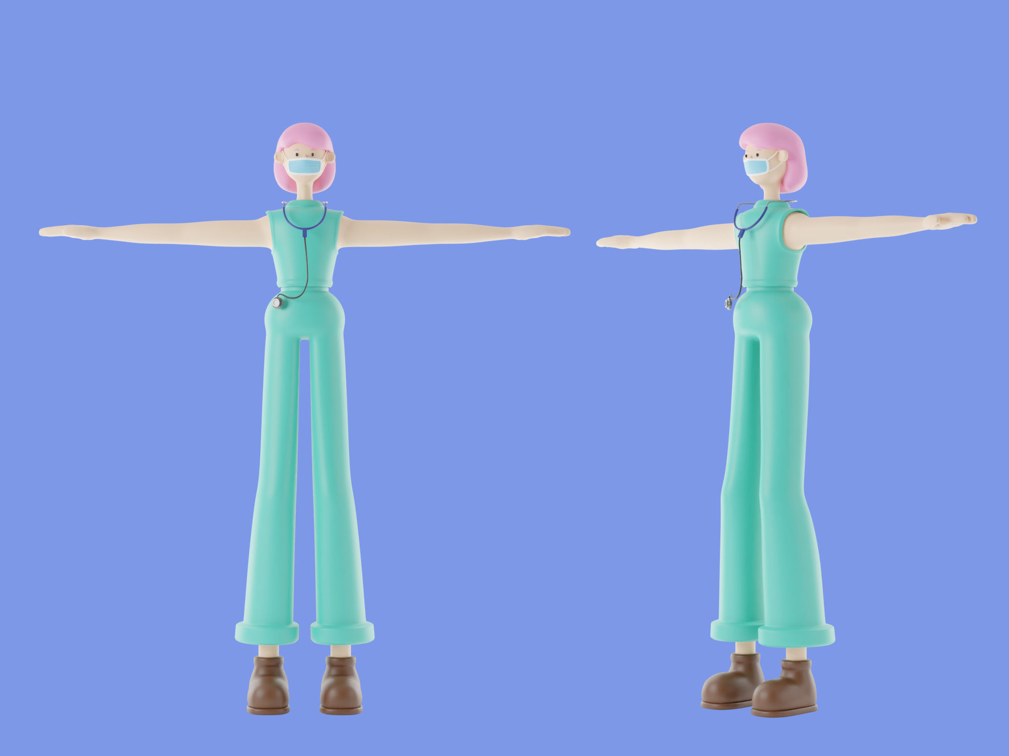 3d character woman doctor 3D model_6