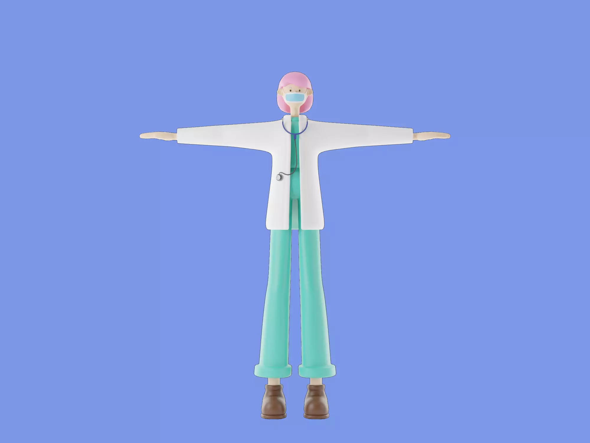 3d character woman doctor 3D model_0