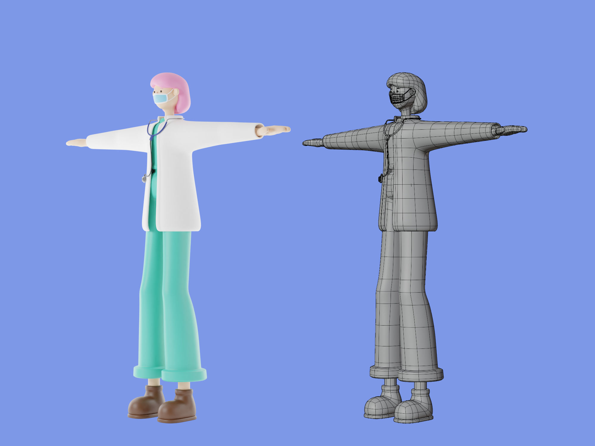 3d character woman doctor 3D model_4