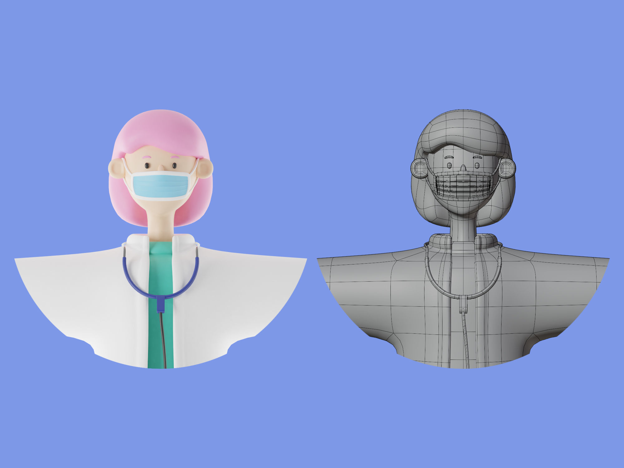 3d character woman doctor 3D model_1