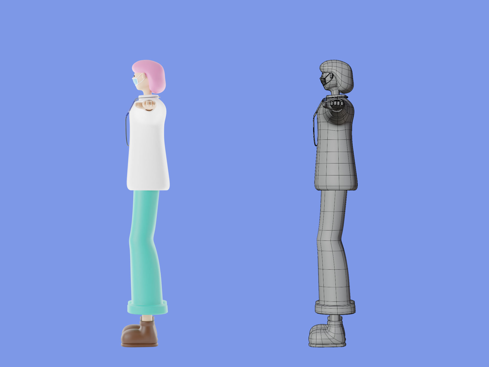 3d character woman doctor 3D model_3