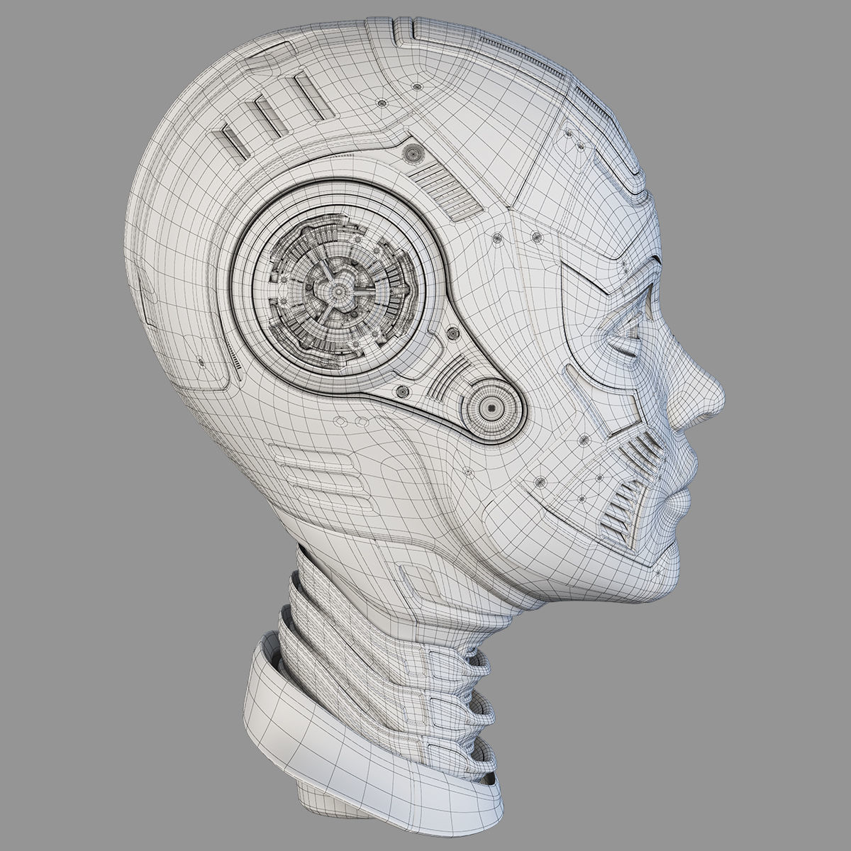 Female Robot Head  3D model_17