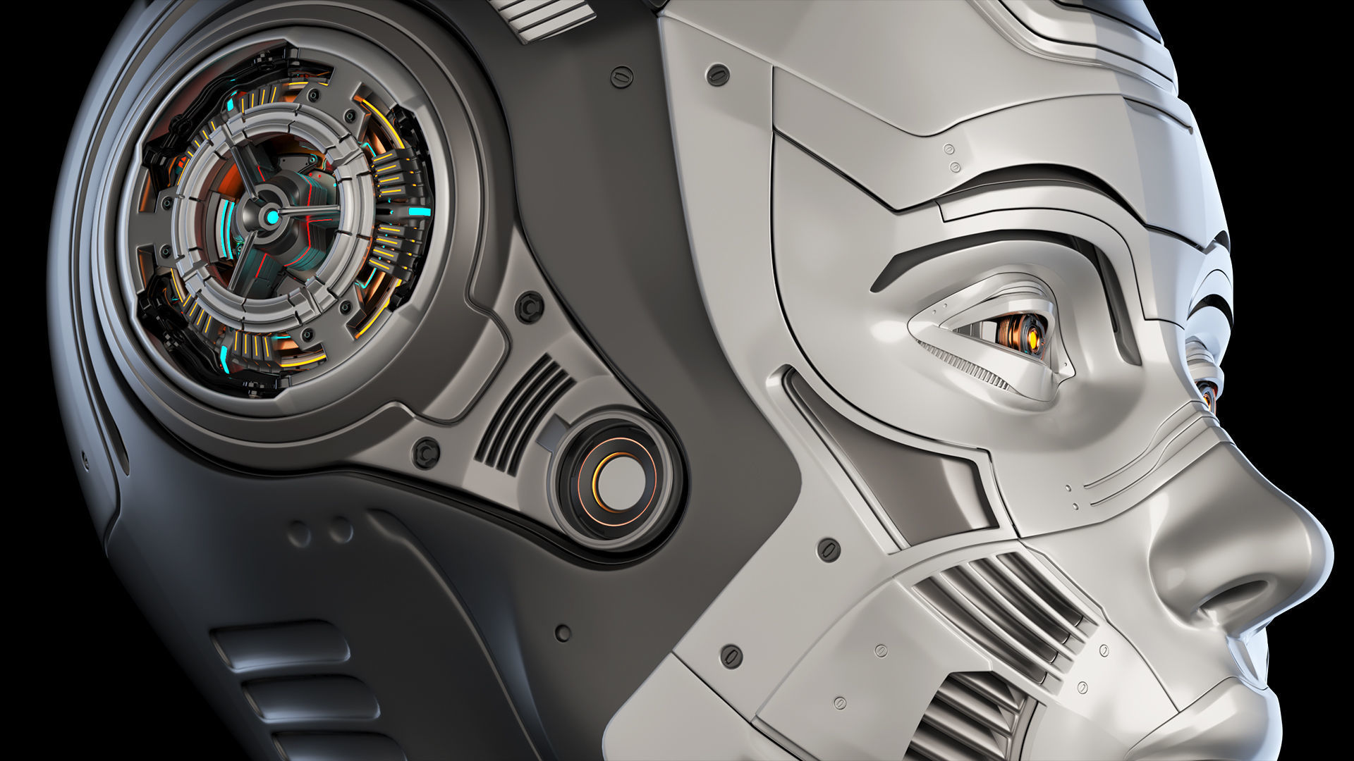 Female Robot Head  3D model_1