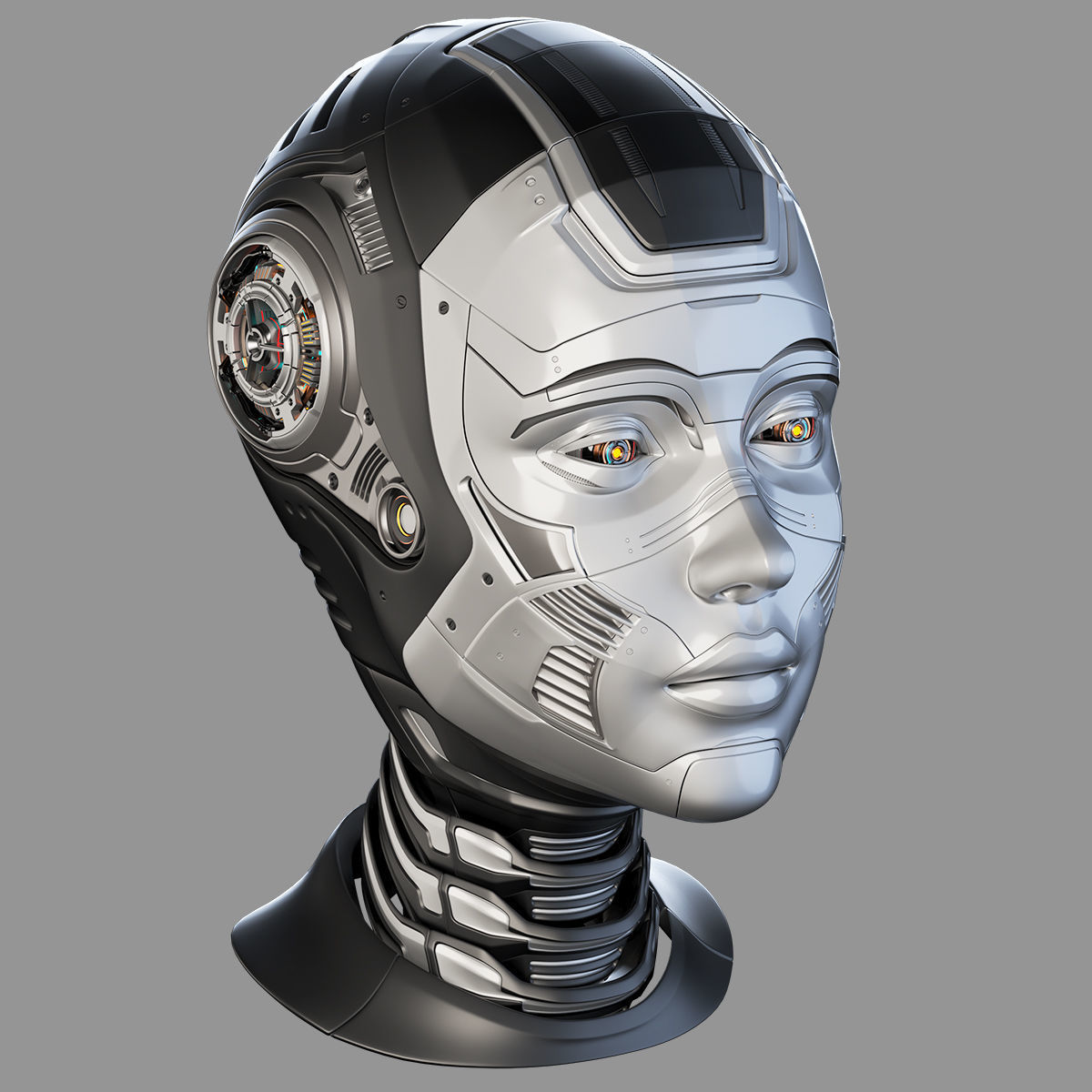 Female Robot Head  3D model_2
